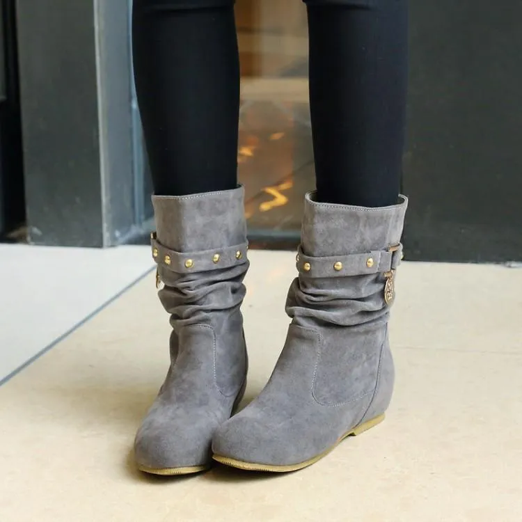 Women's faux suede mid calf slouch boots for fall winter
