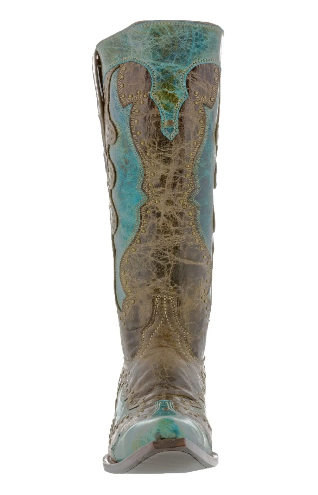 Womens Kenia Turquoise Western Cowboy Boots Studded - Snip Toe