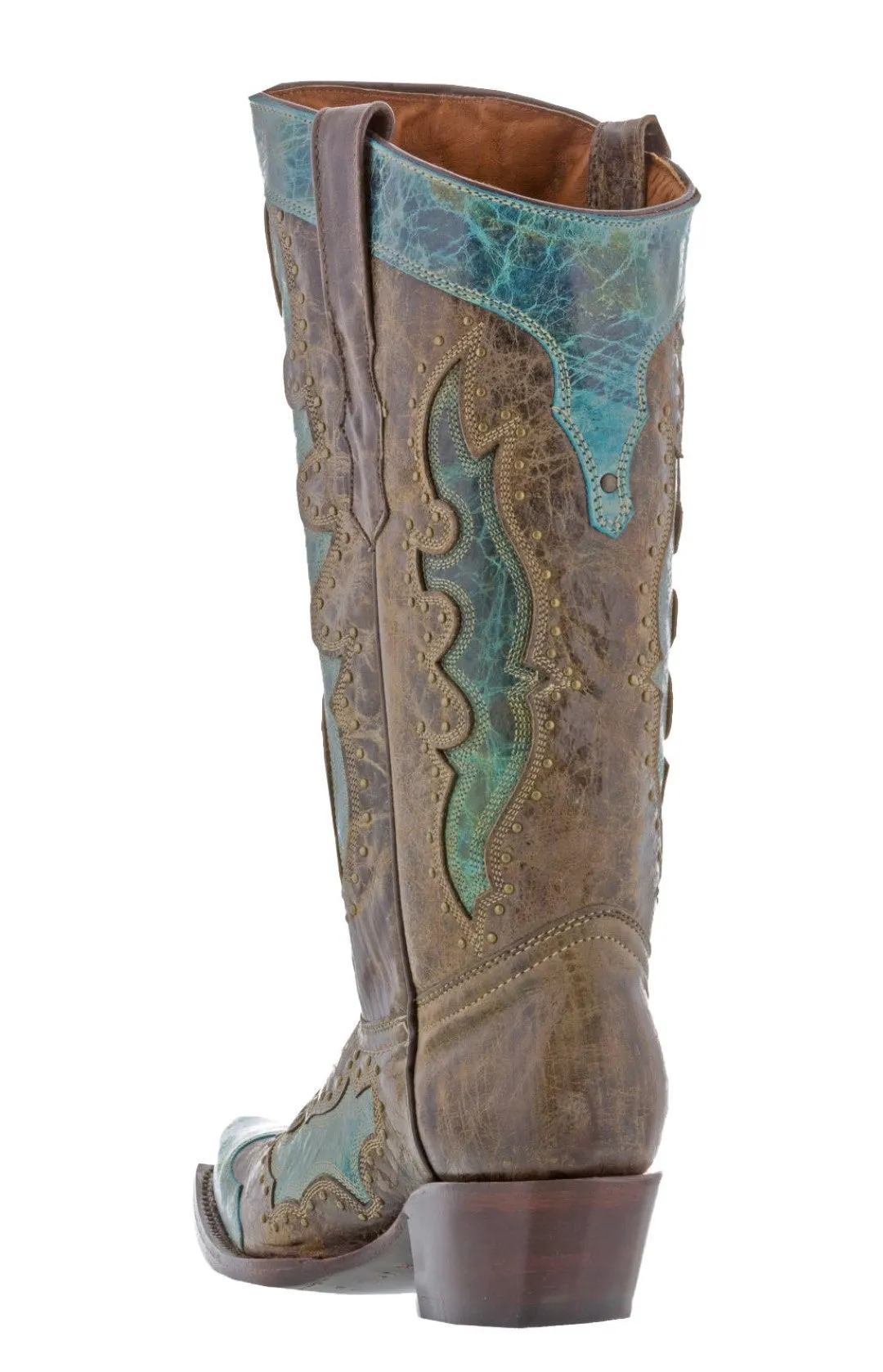 Womens Kenia Turquoise Western Cowboy Boots Studded - Snip Toe