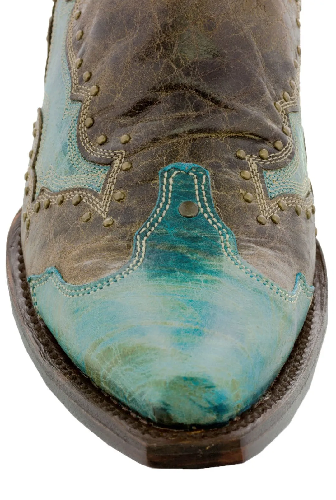 Womens Kenia Turquoise Western Cowboy Boots Studded - Snip Toe