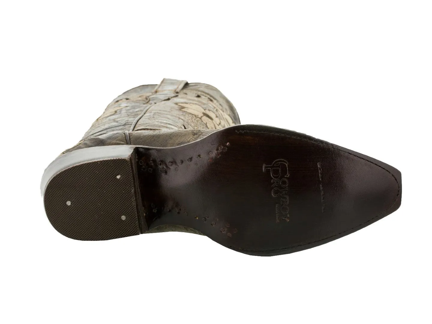 Womens Noruega Brown Leather Cowboy Boots Floral - Snip Toe