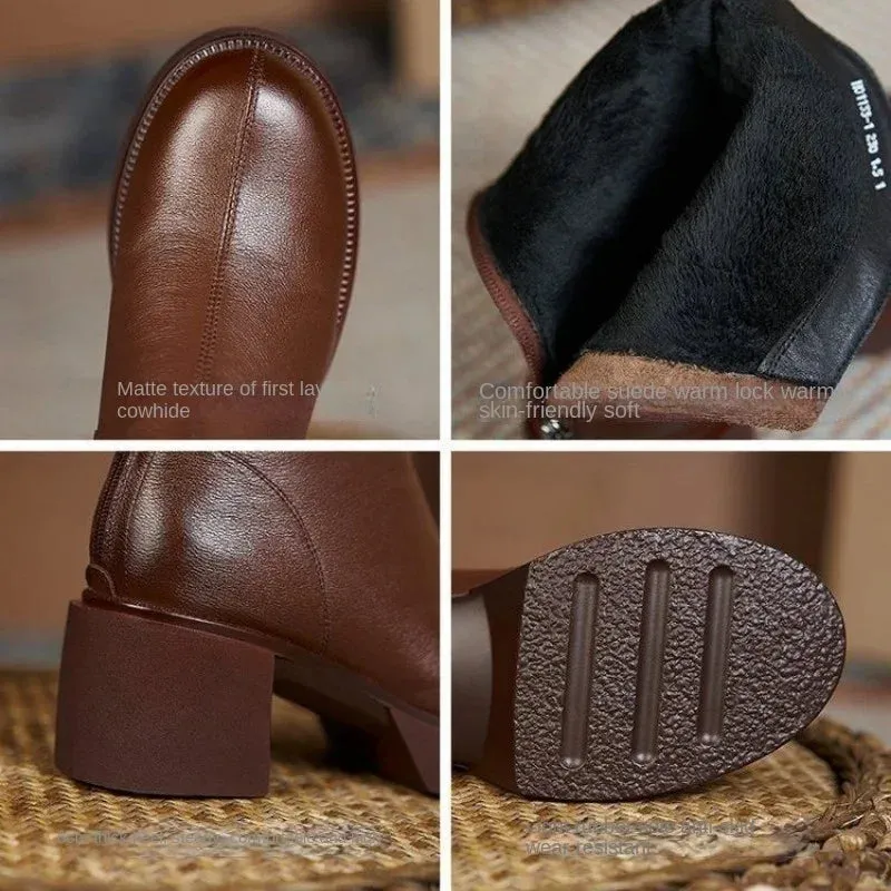 Women's Shoes Chelsea Boots Woman Winter Cute Trend Elastic Half Promotion Genuine Leather on Offer with Free Shipping New