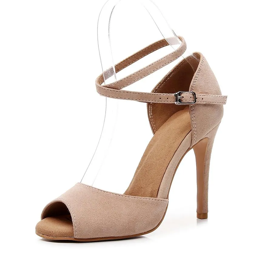 Women's Suede 11cm Heel Salsa Shoes Ballroom Dance Shoes Tango Dance Heels