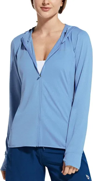 Women'S UPF 50  Sun Protection Jacket Hooded Cooling Shirt with Pockets Hiking Outdoor Performance