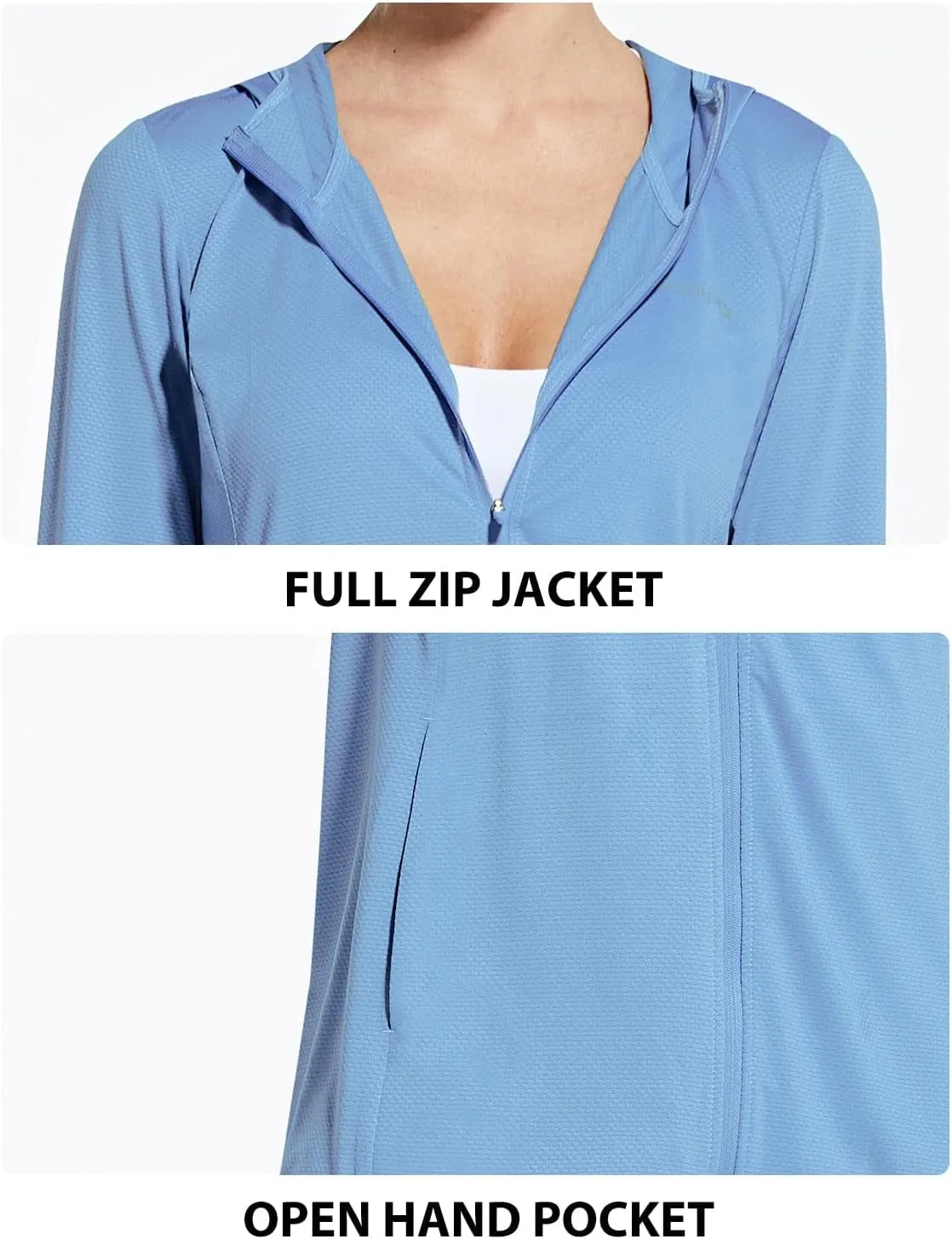 Women'S UPF 50  Sun Protection Jacket Hooded Cooling Shirt with Pockets Hiking Outdoor Performance