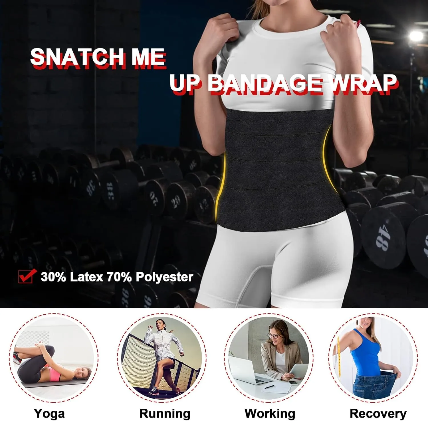 Wrap Waist Trainer for Women , Upgraded Waist Wraps for Stomach,Adjustable Waist Trimmer Tummy Wrap Waist Belt Black